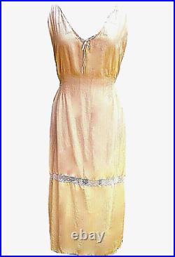 Vintage 30s CREPE de CHINE NIGHTGOWN Chemise Handmade Hollywood Silk Lingerie