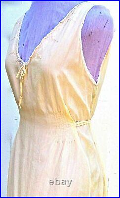 Vintage 30s CREPE de CHINE NIGHTGOWN Chemise Handmade Hollywood Silk Lingerie