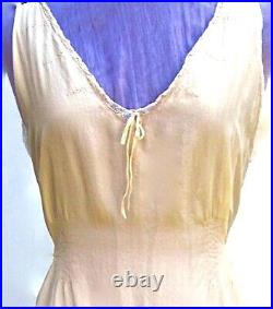 Vintage 30s CREPE de CHINE NIGHTGOWN Chemise Handmade Hollywood Silk Lingerie