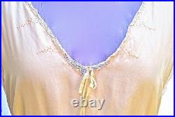 Vintage 30s CREPE de CHINE NIGHTGOWN Chemise Handmade Hollywood Silk Lingerie