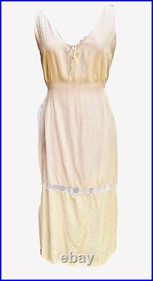 Vintage 30s CREPE de CHINE NIGHTGOWN Chemise Handmade Hollywood Silk Lingerie