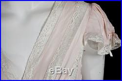Vintage 30s Evening Lace maxi Negligee Slip Dress full length Lingerie Gown S