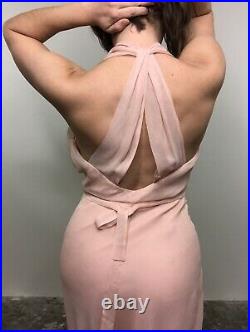 Vintage 30s FOGA Pink Chiffon Slip Dress Bias Cut Sheer S/M
