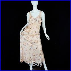 Vintage 30s wedding Lingerie Slip Dress Floral silk Gown Xl