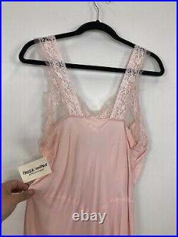 Vintage 40s Bias Cut Pink Lace Slip Dress Nightgown L