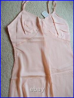 Vintage 40s Coral Pink Full Slip Dress Size 36 NOS With Tags USA