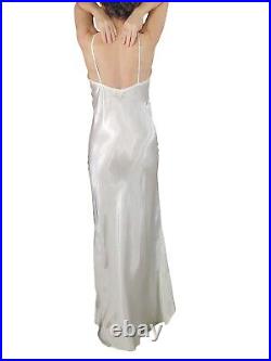 Vintage 40s Cream Rayon Satin Full Slip or Dress 36, sm, med