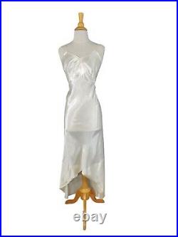 Vintage 40s Cream Rayon Satin Full Slip or Dress 36, sm, med