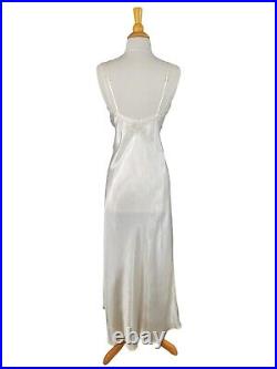 Vintage 40s Cream Rayon Satin Full Slip or Dress 36, sm, med