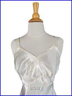 Vintage 40s Cream Rayon Satin Full Slip or Dress 36, sm, med