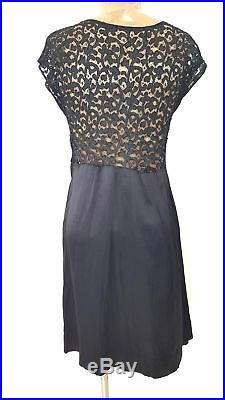 Vintage 40s Gatsby Lace Slip Dress Size Small Satin Pinup Cocktail Party Formal