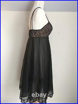 Vintage 50's Blanche By Erika McGowan Oleg Cassini Black Nylon Nightgown Sz 34