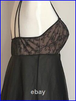 Vintage 50's Blanche By Erika McGowan Oleg Cassini Black Nylon Nightgown Sz 34