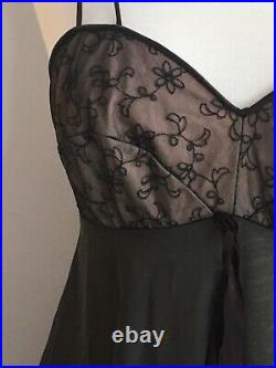 Vintage 50's Blanche By Erika McGowan Oleg Cassini Black Nylon Nightgown Sz 34