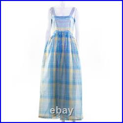 Vintage 50s 60s 70s Mod Checkered Plaid Slip Sleeveless Sun Dress Long Maxi