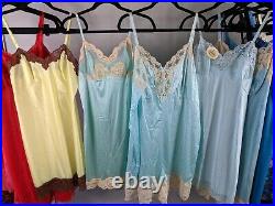 Vintage 50s 60s SLIP LOT Dress Lingerie Full Lace Girdle Camisole Cami Petticoat