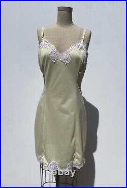 Vintage 50s/60s Satin Lace Slip Dress, Mid-Century Lingerie, Pin-Up Style. S/M