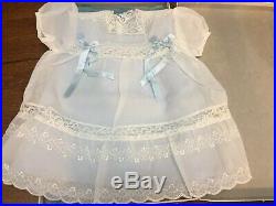 Vintage 50s Baby Sheer Lace With Blue Slip baby Girls Dress Never Worn In Box