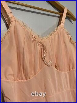 Vintage 50s Carol Brent Slip Dress Chiffon Lace Floral Small Fairy Wicked Glinda