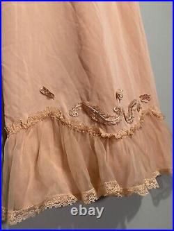 Vintage 50s Carol Brent Slip Dress Chiffon Lace Floral Small Fairy Wicked Glinda