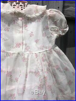 Vintage 50s Sheer Floral Dress Pink Lace 2t 12-18 Months Baby Girl Ruffle Slip