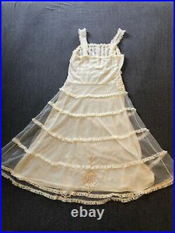 Vintage 50s Slip Dress Nightgown Doll Cottage Prairie Edwardian Victorian Ghost