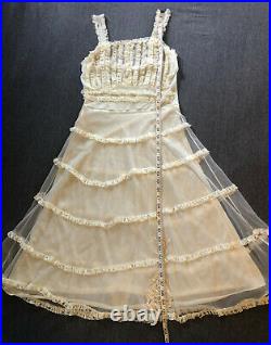 Vintage 50s Slip Dress Nightgown Doll Cottage Prairie Edwardian Victorian Ghost