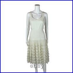 Vintage 50s Slip Dress Women's Extra Small Cream Lace Petticoat Skirt Fit Flare