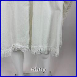 Vintage 50s Slip Dress Women's Extra Small Cream Lace Petticoat Skirt Fit Flare