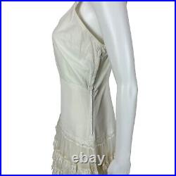 Vintage 50s Slip Dress Women's Extra Small Cream Lace Petticoat Skirt Fit Flare