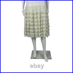 Vintage 50s Slip Dress Women's Extra Small Cream Lace Petticoat Skirt Fit Flare