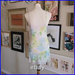 Vintage 60's Blue and Green Floral Union Label Chemise Slip Dress