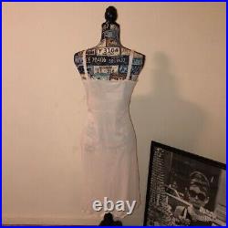 Vintage 60's glam off white slip dress lace trim adjustable Straps size Medium