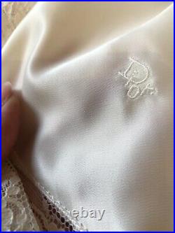 Vintage 60s 70s Christian Dior Ivory Slip Dress Logo size 36 Medium USA NWOT