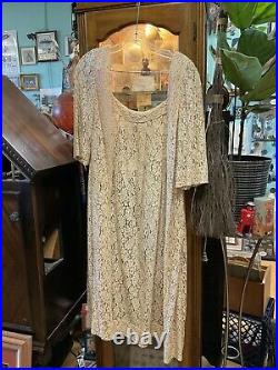 Vintage 60s Chantilly Lace Dress With Shawl And Slip