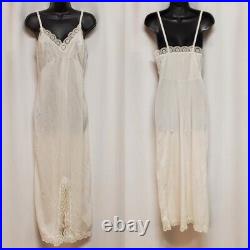Vintage 60s Gaymode JC Penny's Nylon Slip Dress Nightgown White Lace Lingerie Sm