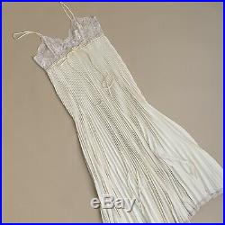 Vintage 60s Lucie Ann Slip Dress Gown And Piegnoir Robe Set Pleated Ivory