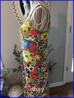 Vintage 60s OLGA Flower Power Floral Nightgown Slip Dress XS Evening Lady Bug