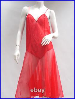 Vintage 60s Red Lace & Chiffon Slip Dress