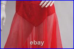 Vintage 60s Red Lace & Chiffon Slip Dress