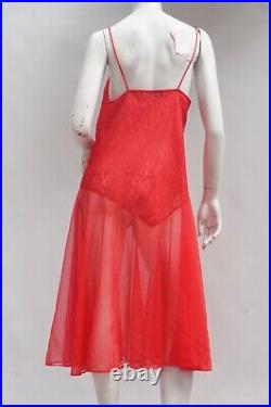 Vintage 60s Red Lace & Chiffon Slip Dress