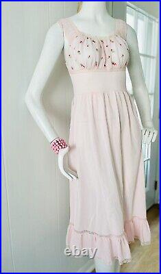 Vintage 60s SEAMPRUFE Nylon Milkmaid Slip Dress 1950s S 34? Nightgown