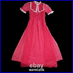 Vintage 60s Shannon Lee Slip Dress Petticoat Robe Women's M/L Pink Lace Sheer