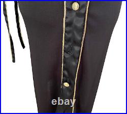 Vintage 70's FIORUCCI Black Gold Crossover Neck Midi Slip Dress Size EU 42