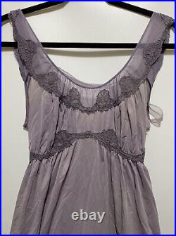 Vintage 70's Purple Floral Slip Dress Nightgown Long Lingerie Size 34 USA Sissy