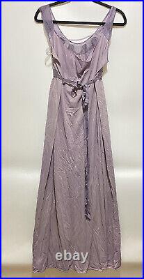 Vintage 70's Purple Floral Slip Dress Nightgown Long Lingerie Size 34 USA Sissy