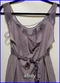 Vintage 70's Purple Floral Slip Dress Nightgown Long Lingerie Size 34 USA Sissy