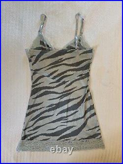 Vintage 70s 80s Tiger Stripe Slip Dress Silver Original Punk Pinup Boho Mod Emo