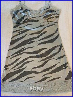 Vintage 70s 80s Tiger Stripe Slip Dress Silver Original Punk Pinup Boho Mod Emo