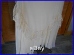 Vintage 70s Ivory Lace Victorian Wedding Dress with Slip and Hat Size 9/10 #2038